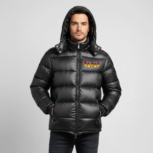 Chaquetas de Hombre Acolchadas al por Mayor, Color Negro Sólido, Tejido Transpirable de Alta Calidad, Relleno de Algodón, Manga Larga, con Capucha - Product Image 1