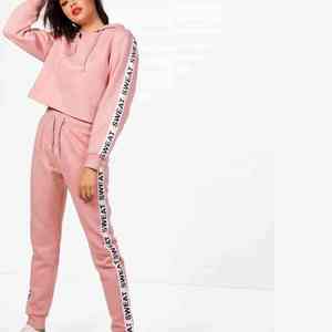 Conjunto Deportivo de Chándal con Logotipo Personalizado para Mujer, con Franja Lateral, de Forro Polar, Informal, para Correr, Ropa Deportiva de Dos Piezas - Product Image 6