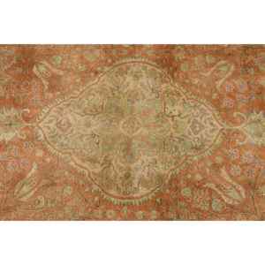 0.4x7.2 ft Vintage Rug, Turkish <b>Runner</b> Rug, Brown <b>Green</b> Bordered Rug - Product Image 5