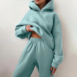 Ensemble de survêtements personnalisés pour femmes, survêtements, pulls, sweats à capuche et pantalons de jogging unis, vêtements, survêtements deux pièces pour femmes - Product Image 1