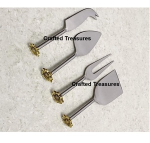 Juego de cuchillos esparcidores de mantequilla de queso con logotipo personalizado con mango de nuevo diseño de latón barato increíble juegos de mesa de comedor de diseño real - Product Image 1