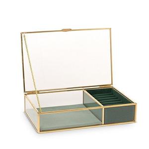 Boîte à bijoux Incrustation d'os noir Organisateur de bijoux pour femmes fini Boîte à bijoux arrondie - Product Image 2