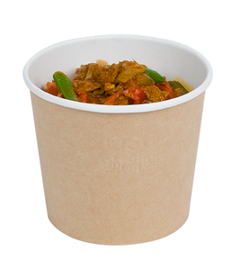 Tazón Redondo de Papel Kraft de la Mejor Calidad, 500 Unidades Apilables, Sellables y Resistentes a la Grasa, para Productos Calientes y Fríos, con Logotipo Personalizado - Product Image 1