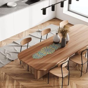 Christmas <b>Dining</b> <b>Table</b> Beaded <b>Runner</b> Placemat Handmade Cloth Decorative Wedding Mat With Leaves Design for Home Use - Product Image 4