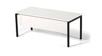 Bureau d'ordinateur autoportant extensible moderne et durable ARSU avec plateau en bois et structure métallique, en panneaux de particules mélaminés, assemblage DIY