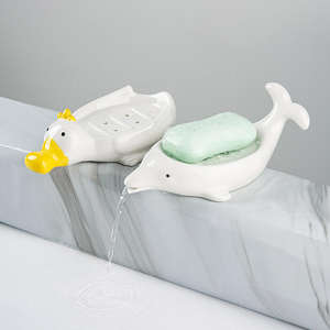 Jabonera de Cerámica con Forma de Animal para el Hogar, Diseño Creativo, Drenaje sin Perforaciones, Dos Piezas, Organizador de Baño Moderno y Ecológico, Almacenamiento de Jabón Duradero - Product Image 1