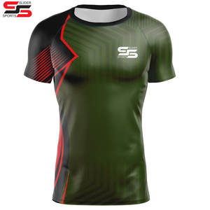 เสื้อรัดรูปสำหรับผู้ชายเสื้อออกกำลังกายระบายอากาศได้เร็วแขนสั้นพิมพ์ลายซับลิเมชัน - Product Image 4