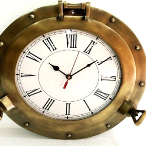 Antique Marine Laiton Navire Hublot Horloge Nautique Horloge Murale Décoratif À La Maison - Product Image 5
