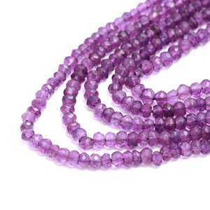 ลูกปัดอะมีทิสต์ทรงรอนเดลเหลี่ยมเพชรพลอย ขนาด 4 มม. แบบเส้น สำหรับทำเครื่องประดับ อัญมณีธรรมชาติ ความยาว 12 นิ้ว คุณภาพ AAA+ สีม่วง ได้รับการรับรอง - Product Image 4