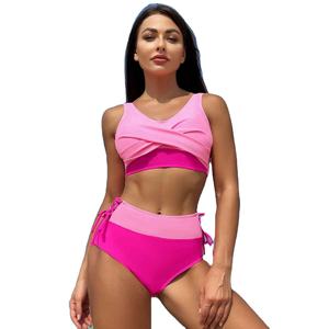 Conjunto de Dos Piezas con Corte Alto y Textura Estética, Transpirable, para Verano, Bikini de Playa para Mujer - Product Image 1