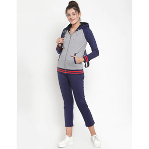 Ensemble de survêtement de sport d'hiver personnalisé de haute qualité pour femmes, nouveau style, manches longues, respirant, col à capuche, poids moyen - Product Image 2