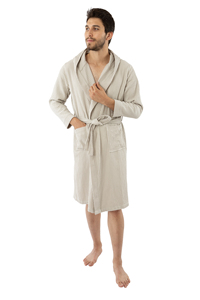 Peignoir de luxe en tissu éponge pour homme, 100 % coton à fibres longues, idéal pour hôtels/spas, vêtement de nuit - Product Image 2