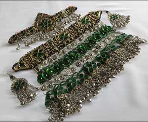 Juego de Joyería Afgana Vintage de Acero Inoxidable, Listo para Enviar, en Oferta, para Mujer, Juego de Aretes y Collar, Chapado en Rodio - Product Image 6