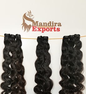 Venta vendedores al por mayor de cutícula alineada Raw Virgin Indian Bodywave Black Machine paquetes de doble trama extensiones de cabello humano indio - Product Image 3