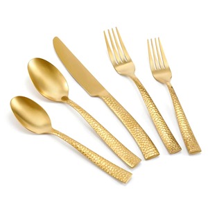 Juego de Cubiertos de Oro con Mango Martillado, Ideal para Restaurantes de Alta Cocina, Hoteles, Decoración de Mesa Elegante y Eventos en el Hogar - Product Image 6