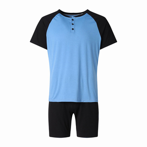 Jersey de traje de verano personalizado para hombre, conjunto de pantalones cortos de camiseta de Color negro y azul con diseño y tamaño impresos personalizados - Product Image 1