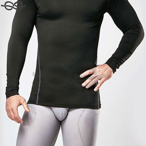 Camisetas de compresión de manga larga con cuello alto térmico para hombre, ropa deportiva personalizada OEM, comodidad de rendimiento - Product Image 5