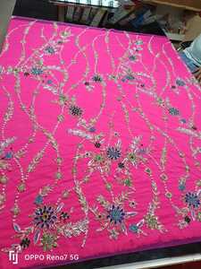 Meilleur prix 100% Polyester tissu perlé de luxe avec Zircon fait à la main fournisseur indien tissé motif de maille fabrication de vêtements de mariage - Product Image 2