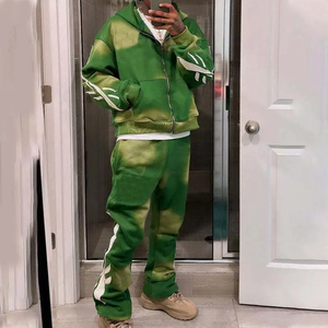 Ensemble Jogging Homme en Strass, Lavage à l'Acide, Fabrication 2025, Survêtement en Molleton Technique, 100% Coton, Ensemble Hoodie et Jogging, Service OEM - Product Image 2