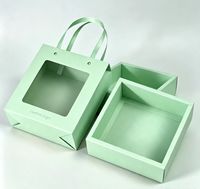 Boîte cadeau tiroir écologique personnalisée et recyclable avec fenêtre assortie, sac en papier kraft, boîte rigide à tiroir coulissant, sac fourre-tout avec poignée en ruban