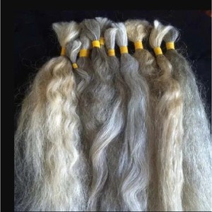 Extensiones de cabello Remy virgen indio gris Natural textura rizada cabello Remy venta a granel 100% extensión de cabello humano rizado de Color gris - Product Image 1