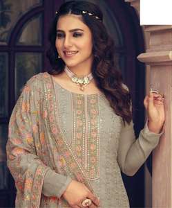 Qualité d'exportation indienne belle robe dernière lourde Georgette Salwar Suit & Dupatta avec travail de broderie lourde exportateur indien - Product Image 4