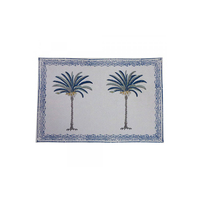 Meilleures ventes : Sets de 2 napperons de table modernes pour mariage, motifs exquis imprimés à la main, en toile de coton, couture soignée