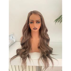 Peluca de Cabello Humano 100% Natural con Frente de Encaje, Color Rubio Ceniza con Mechas Marrones, Modelo con Nudos Decolorados, 10\", 12\", 16\", Marrón Chocolate - Product Image 3