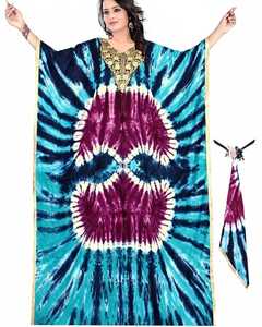 African Hand Tie Dye Batiki Kaftan Thai Retro HIPPIE BOHO HAWAII MAXI VESTIDO TAMAÑO LIBRE Kaftan Gypsy Long Maxi Vestidos Bahamas - Product Image 1