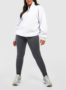 เสื้อสเวตเชิ้ตผ้าฟลีซหนานุ่มพิมพ์ลายสไตล์สตรีทแวร์ ซิปครึ่งตัว สีเทาอ่อน ทรงหลวม คุณภาพสูง สำหรับฤดูใบไม้ร่วงและฤดูหนาว ขายส่ง - Product Image 6