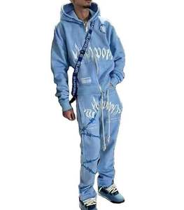 Survêtement en coton brodé délavé à l'acide usine OEM tissu respirant marque privée en vrac ensembles de mode urbaine en gros - Product Image 1