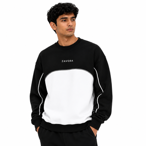 Sweat-shirt Homme Oversize Personnalisable 100% Coton Color Block Col Rond avec Passepoil Courbé – Vente en Gros Fabricant - Product Image 4