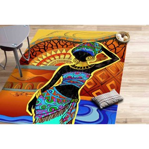 Alfombra de Arte Africano con Diseño de Mujer: Alfombra Decorativa Étnica Antideslizante, con Pelo Suave - Product Image 2
