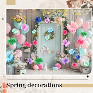 12 Uds mariposa tablón de anuncios bordes decoraciones DIY 3D colgante mariposa forma <span class=keywords><strong>Creper</strong></span> papel flor aula decoraciones - Product Image 3