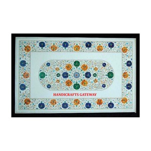 Mesa con incrustaciones de mármol blanco para decoración de interiores de alta demanda, forma rectangular disponible a un precio asequible de la India Table - Product Image 1