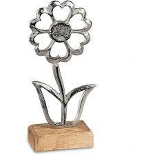 2 figuritas de flores de aluminio plateado con acabado antiguo Decoración de mesa Flor decorativa - Product Image 3