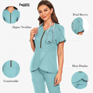 Plus Size Medical Uniforms Slim Short Sleeve Scrubs Tops Nursing V Neck Doctor Workwear <b>Winter</b> Hospital Vet <b>Overalls</b> - Product Image 4