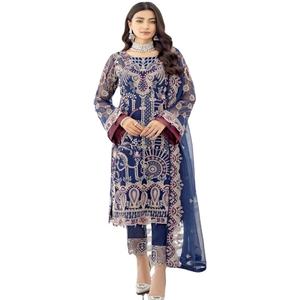 Vestidos Pakistaníes e Indios de Algodón y Seda Lavables de Alta Calidad, Nuevos Diseños 2023, Shalwar Kameez para Mujer, Salwar Kameez para Toda Temporada - Product Image 1