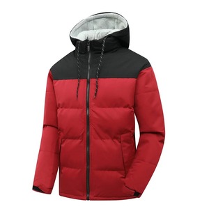 Parka de invierno de alta calidad para hombre, chaqueta acolchada de algodón, capucha a prueba de viento, soporte, tela de lona informal, logotipo personalizado, colores de retazos - Product Image 1