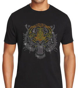 Camiseta de transferencia de diamantes de imitación para hombre, camisetas de calor de fijación caliente de cristal multicolor personalizadas para hombre, camiseta de gran tamaño de algodón 2025 - Product Image 1