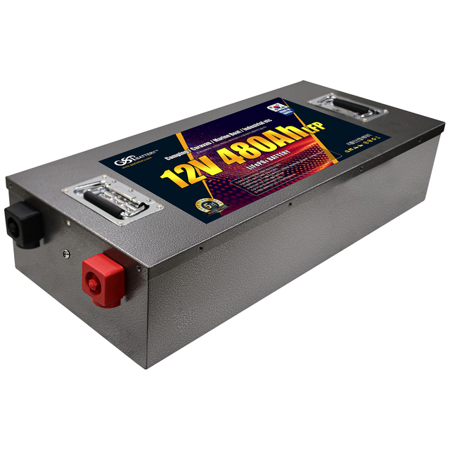 GSP Battery 12.8V 480Ah STEEL BOX LiFePO4 C Type 6144Wh Built-in BMS Included Coulometer Off-grid Applications UPS Power Tools