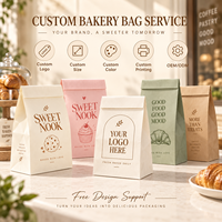 Sacs en papier kraft SOS marron et blanc avec logo personnalisé, emballage à emporter pour restaurant, livraison de nourriture et de pain