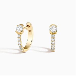 Boucles d'oreilles créoles en or jaune 14 carats avec diamants de laboratoire ronds pour femmes, clarté VS1, couleur F, certifiées luxe - Product Image 4