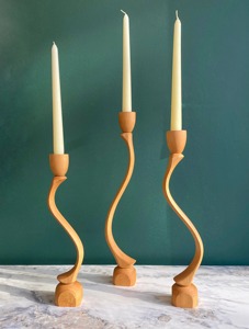 Slim Curved Wooden Candle Holder for Home Styling Tabletop Display Party Setup and Cozy <b>Corner</b> Decor Handcrafted From India - Product Image 6