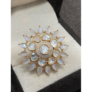 Handmade 24K Kundan Festive <b>Ring</b>- Traditional and Luxurious for Indian Festival Wholesale Fashion Design <b>Stainless</b> <b>Steel</b> Jewelry - Product Image 3