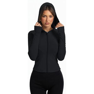Veste d'entraînement douce pour femmes, fermeture éclair intégrale, haut léger, extensible, vêtements de yoga, activité physique, confort, nylon, élasthanne - Product Image 3