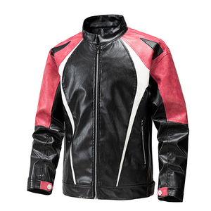 Veste en cuir PU personnalisée en cuir véritable de haute qualité pour hommes vestes de moto tendance décontractée à la mode - Product Image 1