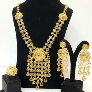 Conjuntos de Joyas de Latón Chapado en Oro de 24kt Estilo Romántico para Bodas Aniversarios Fiestas y Regalos con Perlas Diamantes - Product Image 1