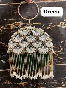 Stylish Round Shape Clutch <b>Bag</b> for Wedding and Parties with Elegant Embroidery <b>Pearl</b> Decoration Perfect Trendy Durable Accessory - Product Image 2