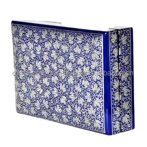 Caja de recuerdo de madera azul con forma cuadrada, Cajas de Regalo hechas a mano, la mejor calidad, disponible a precio al por mayor de la India - Product Image 3